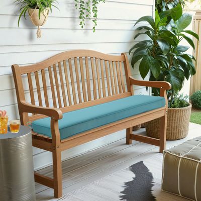 Patio Bench Cushion Outdoor Olefin Fabric Slipcover Sponge Foam 46.5” x 17.7” x 3” - Green