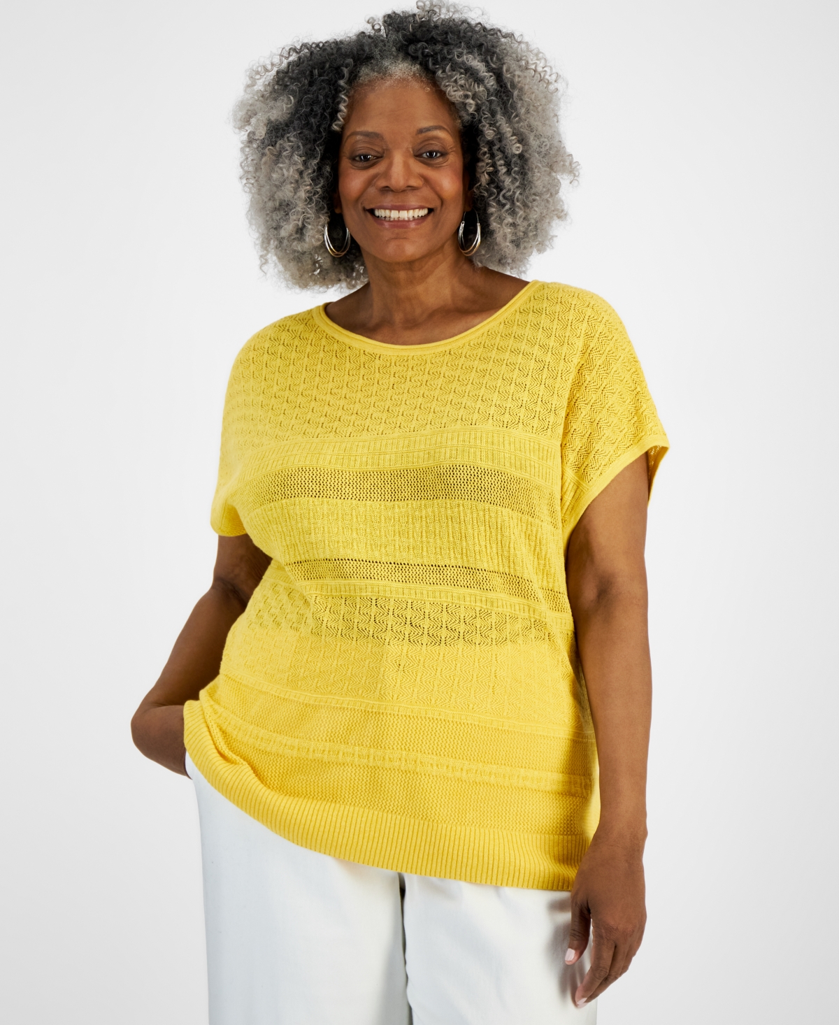 Style & Co Plus Size Dolman-sleeve Sweater, Created For Macy's In Cornmeal Yellow