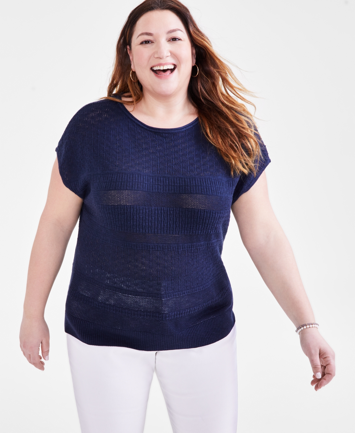 Style & Co Plus Size Dolman-sleeve Sweater, Created For Macy's In Industrial Blue