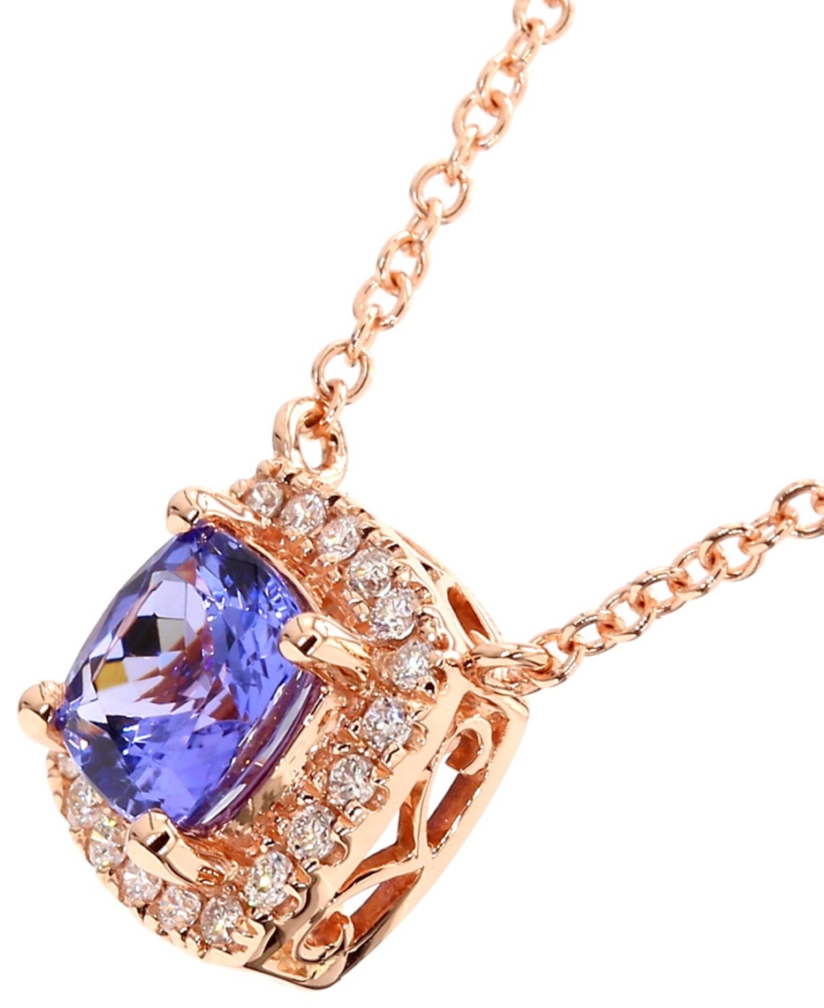 (1-1/4 ct. t.w.) & Cushion Diamond (1/6 ct. t.w.) Pendant Necklace in 14k Rose Gold, 18