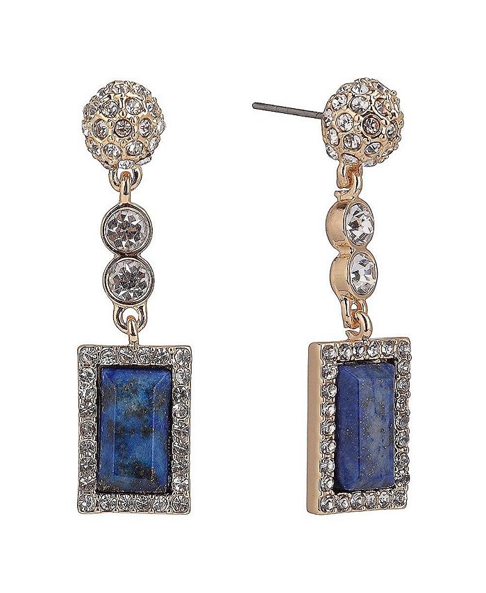 Laundry by Shelli Segal Gold Tone Linear Earrings with Stones and Semi