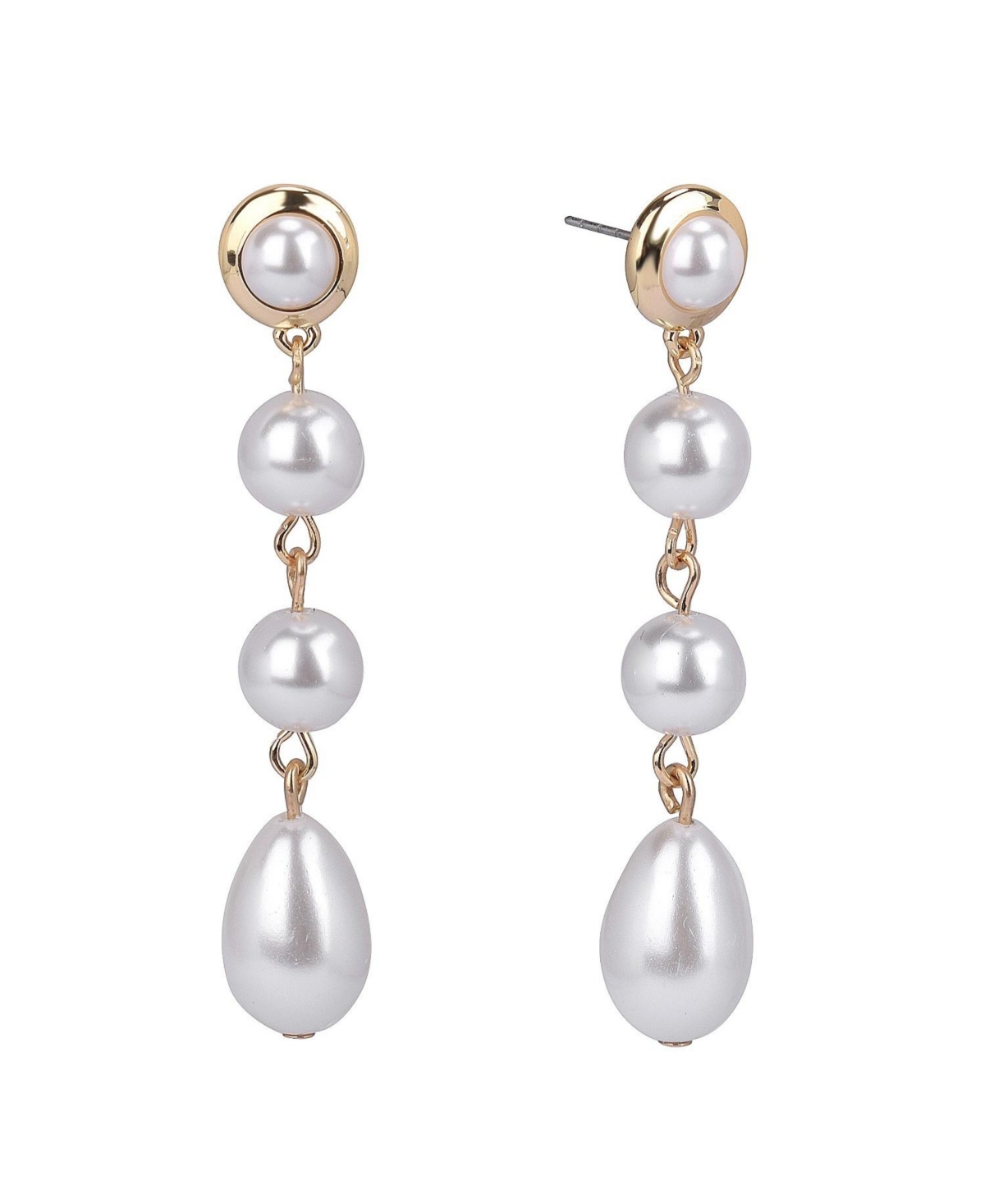 Linear Pearl Earrings - White
