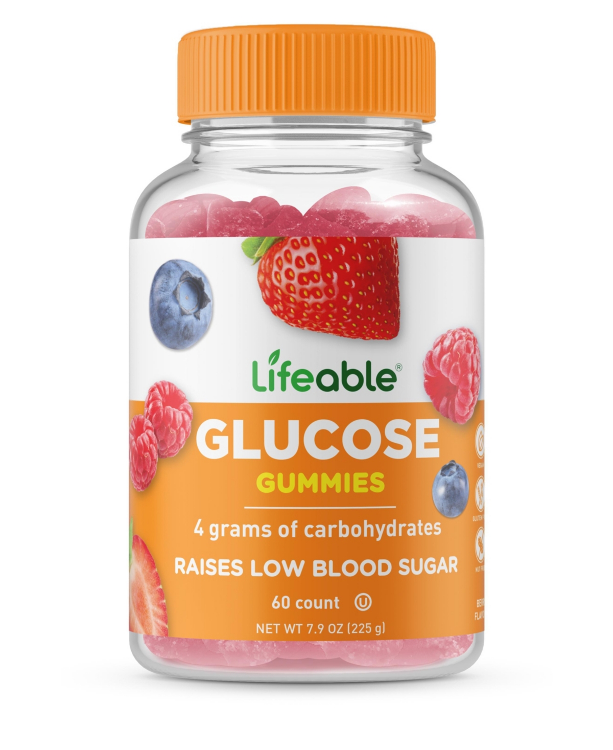 Glucose Gummies - Raise Low Blood Sugar - Great Tasting Natural Flavor, Dietary Supplement Vitamins - 60 Gummies - Open Miscellaneous