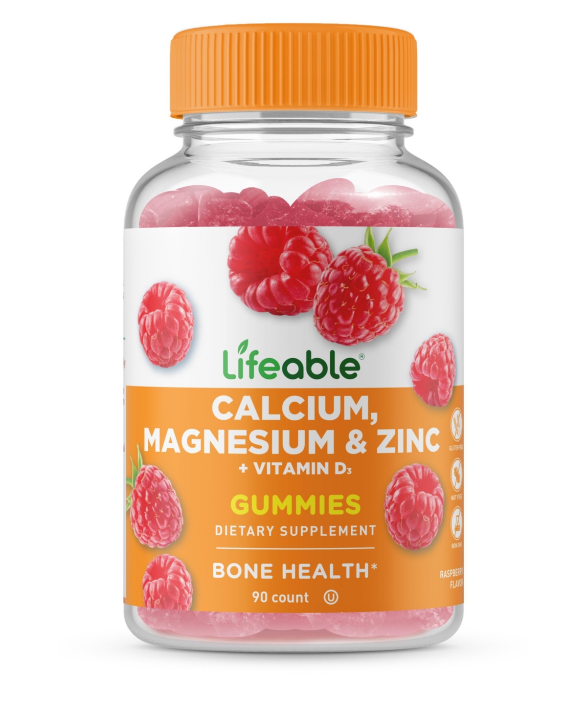 Calcium, Magnesium, Zinc and Vitamin D Gummies - Bones, Heart, Muscles, And Nerves - Great Tasting Dietary Supplement Vitamins - 90 Gummies -