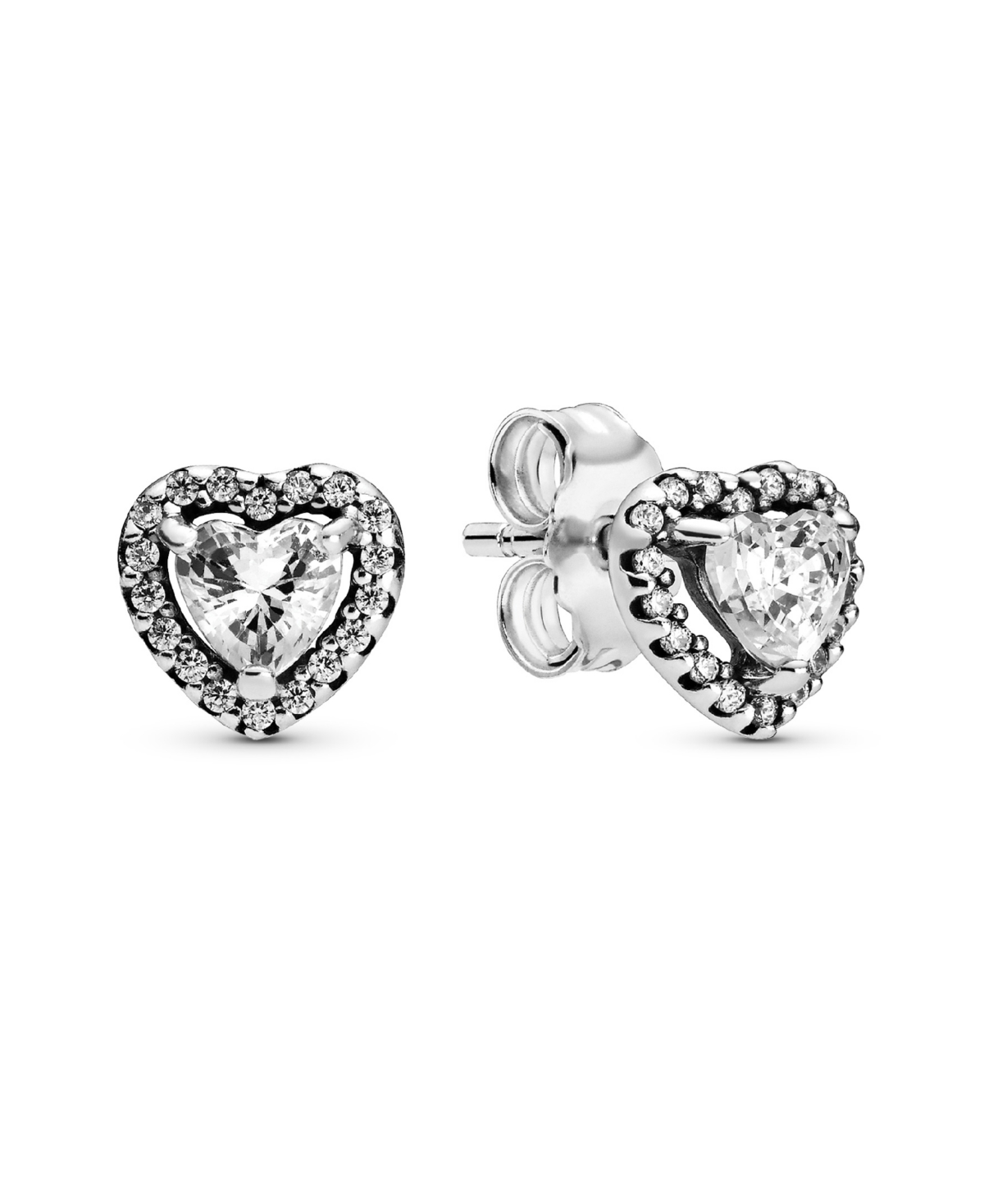 Pandora Elevated Heart Stud Earrings In Silver