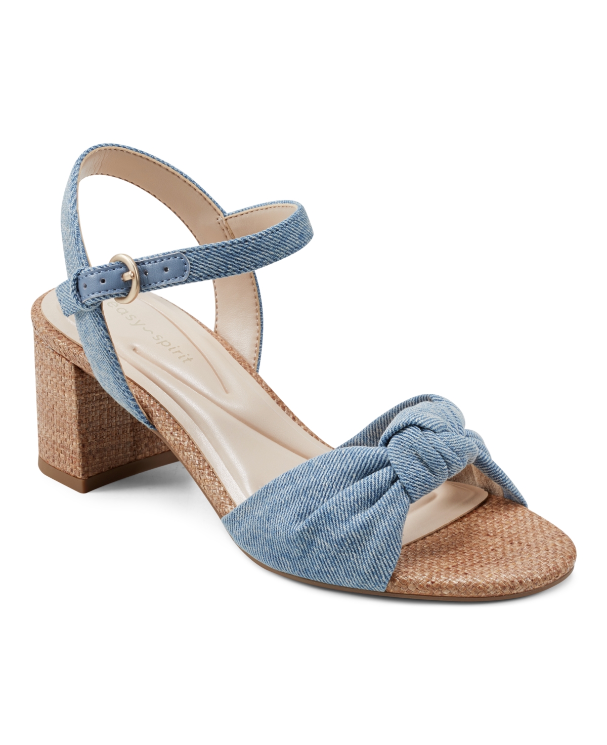 Women's Danica Block Heel Open Toe Dress Sandals - Aqua Floral Multi - Textile