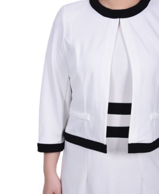 Women's Elbow Sleeve Colorblocked Dress, 2 Piece Set