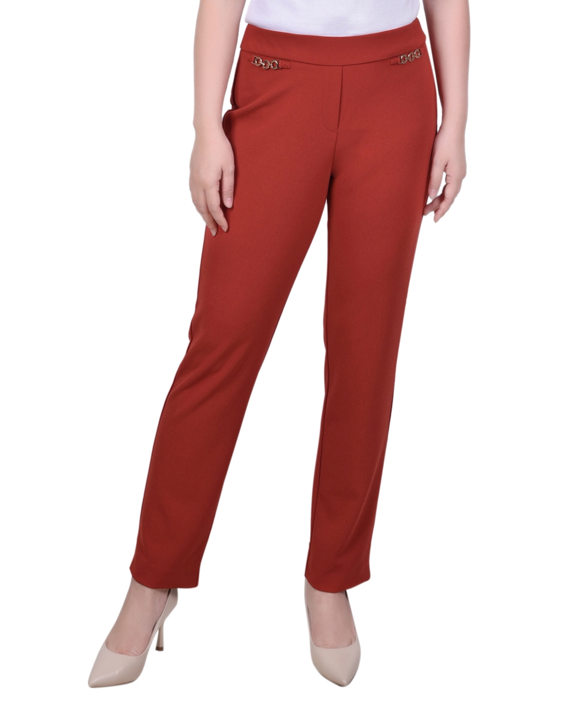 Ny Collection Petite Scuba Crepe Ankle Pants In Bossanova