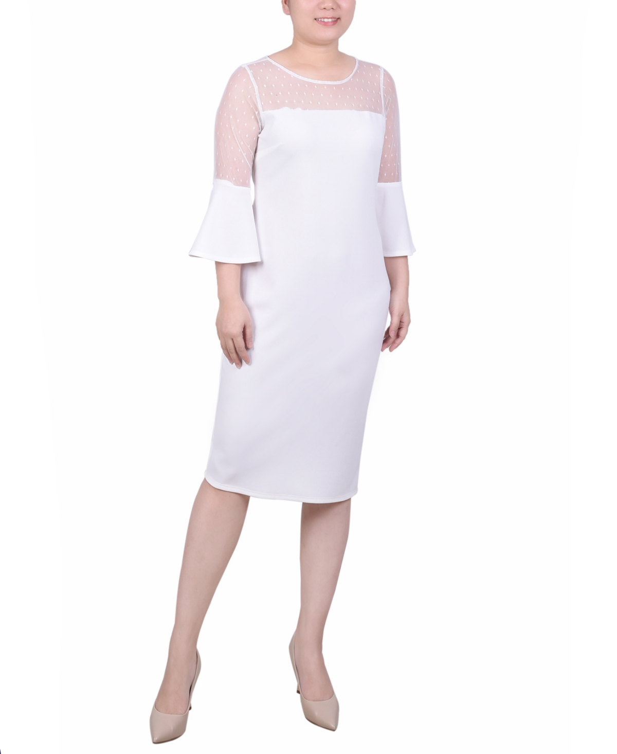 Women's Illusion Neck Scuba Dress - Navy