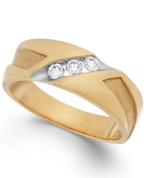 image of Men-s Diamond Diagonal Band in 10k Gold (1/4 ct. t.w.)