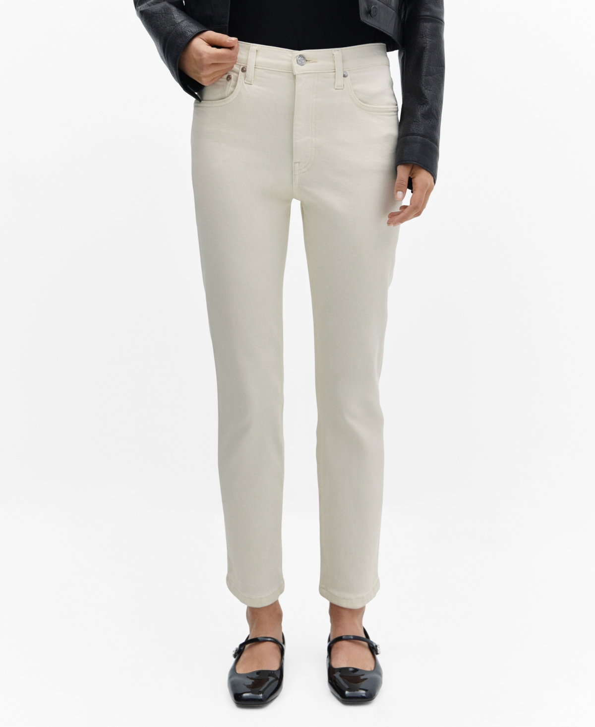 Mango Women's Slim Cropped Jeans In Ecru