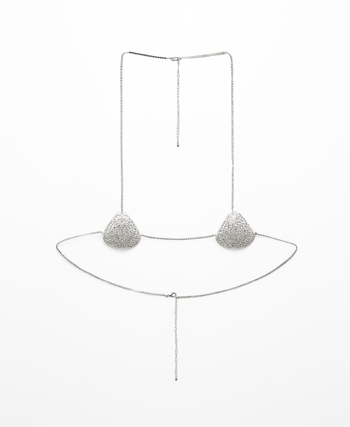 Shop Mango Women's Rhinestone Crystal Body Necklace In Silver