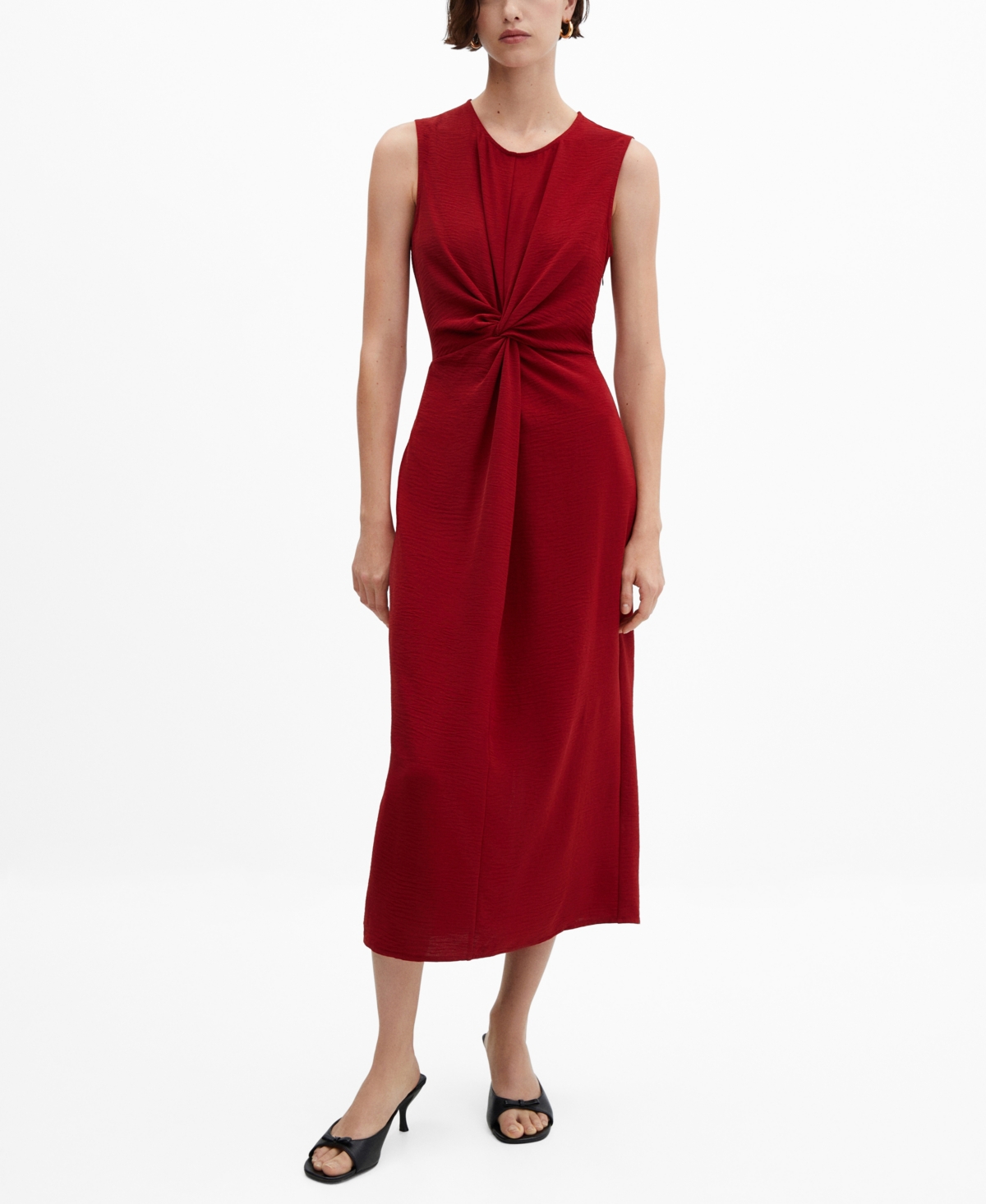 Shop Mango Women's Knot Detail Dress In Red