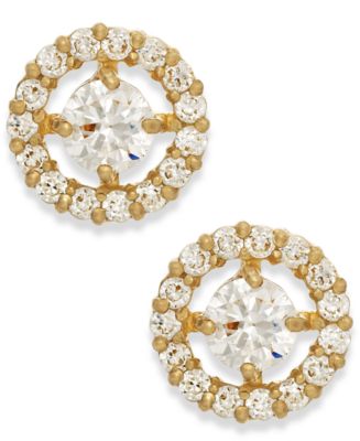 Flower Cluster Cubic Zirconia Stud Earrings in 10K Gold - Earrings ...