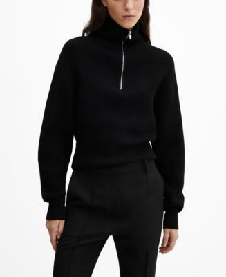 MANGO Women's Zip Neck Jumper - Macy's