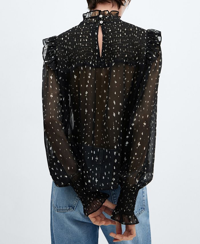 MANGO Women's Ruffles Printed Blouse - Macy's