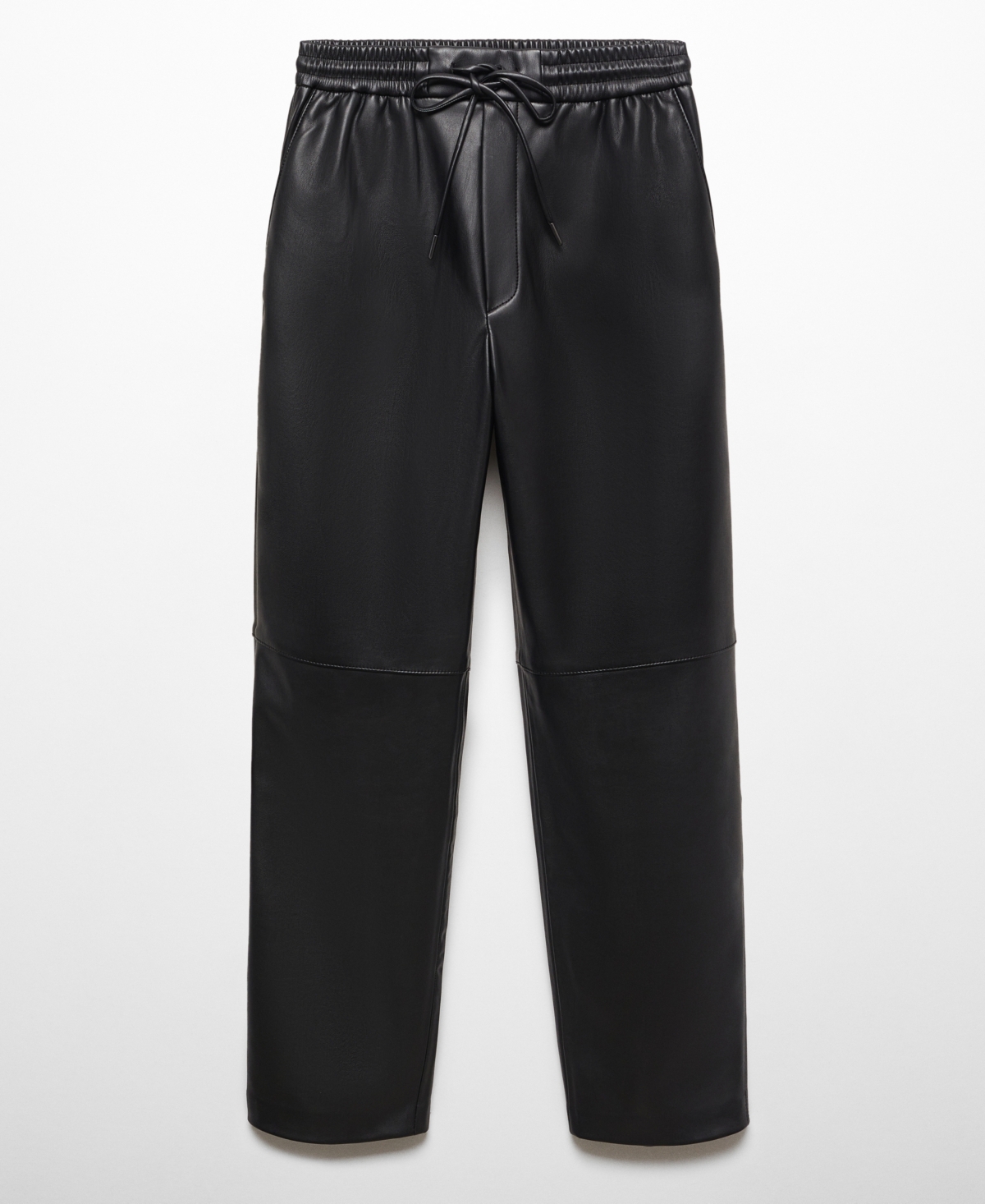Mango Women's Leather-effect Elastic Waist Trousers In Black