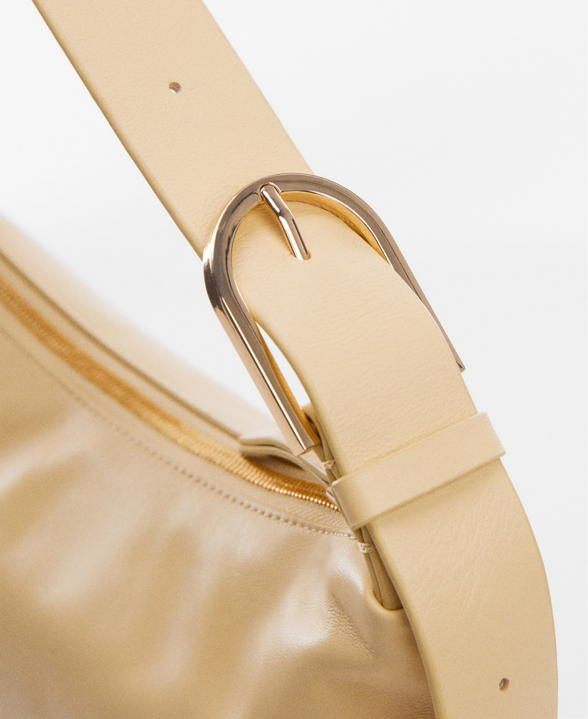 Shop Mango Women's Leather Shoulder Bag In Vanilla