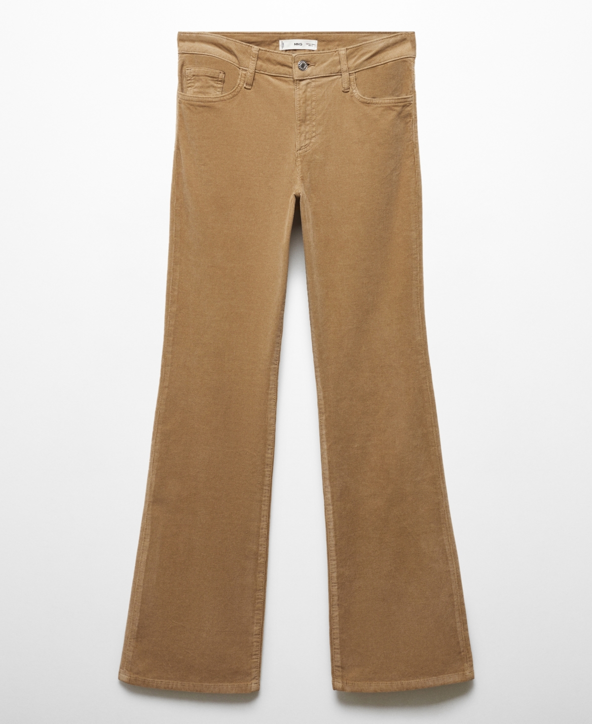 Shop Mango Women's Mid-rise Corduroy Flared Pants In Medium Brown
