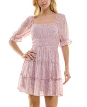 Juniors' Lace-Insert Chiffon Fit & Flare Dress