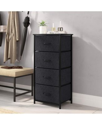 Marley 4-Drawer Storage Dresser with Cast Iron Frame, Wood Top, and Easy-Pull Fabric Drawers with Wooden Handles