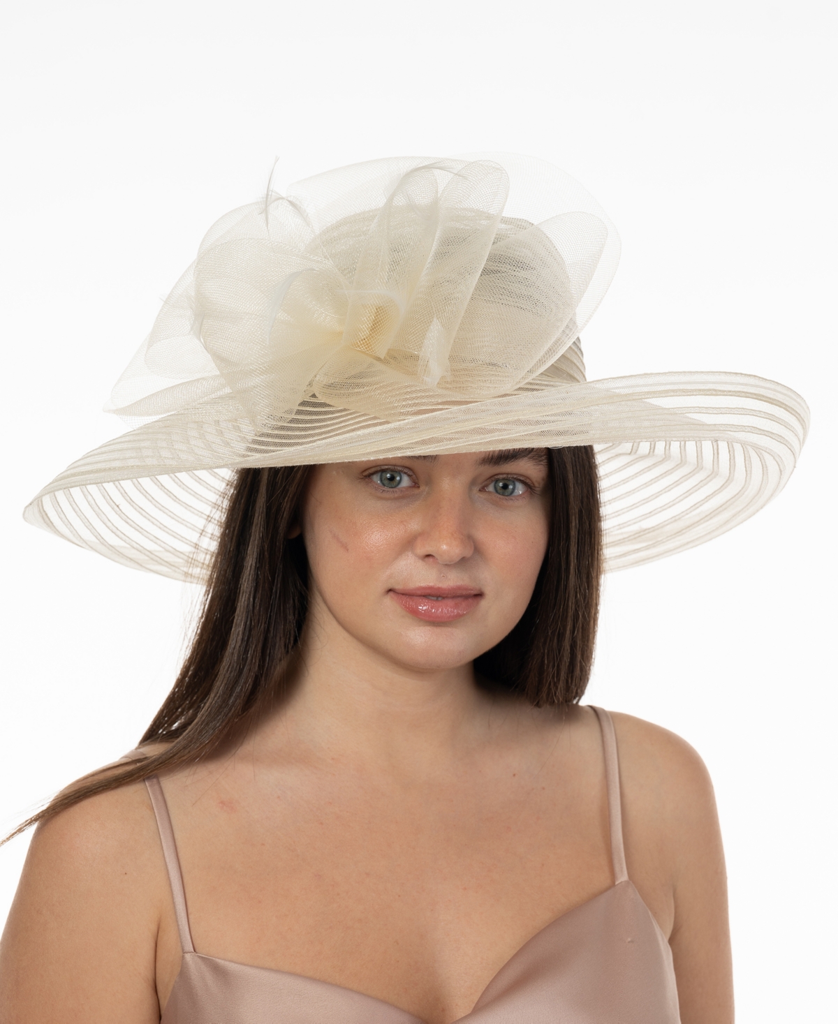 Bellissima Millinery Collection Women's Crinoline Romantic Profile Dressy Hat In Champagne