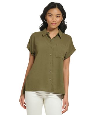 Calvin Klein Short Sleeve Button Down Shirt - Macy's