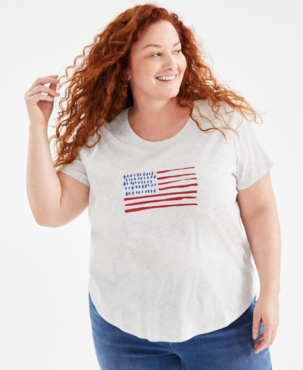 Shop Style & Co Plus Size Graphic T-shirt, Created For Macy's In Flag Gumball Red
