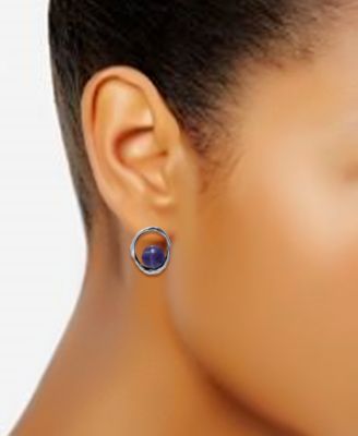 Silver Plated Multi Genuine Stone Stud Earrings