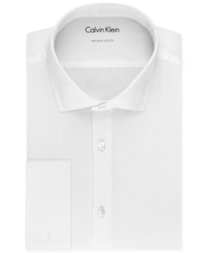 CALVIN KLEIN X MEN'S EXTRA SLIM-FIT TONAL PLAID FRENCH CUFF DRESS SHIRT