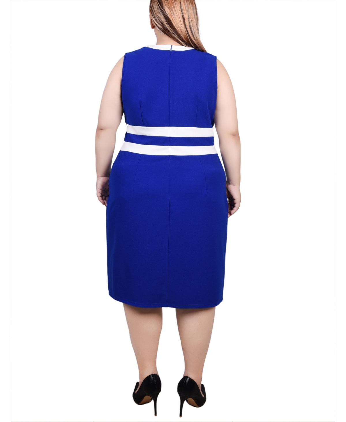 Ny Collection Plus Size Elbow Sleeve Colorblocked Dress, 2 Piece Set