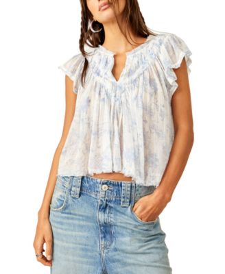 Free People - Women's Cotton Padma Printed Flutter Top