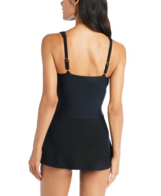 Women's Grommet-Detail Square-Neck Swim Dress