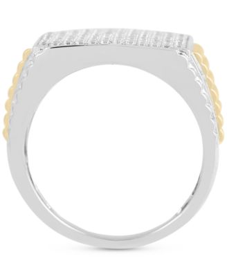 Men's Diamond Pav&eacute; Cluster Ring (1 ct. t.w.) in Sterling Silver & 14k Gold-Plate