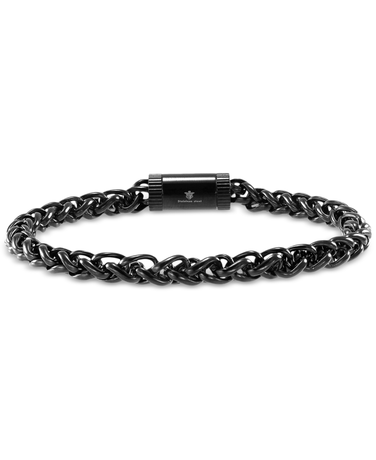 Men's Wheat Link Chain Bracelet in Stainless Steel - Black