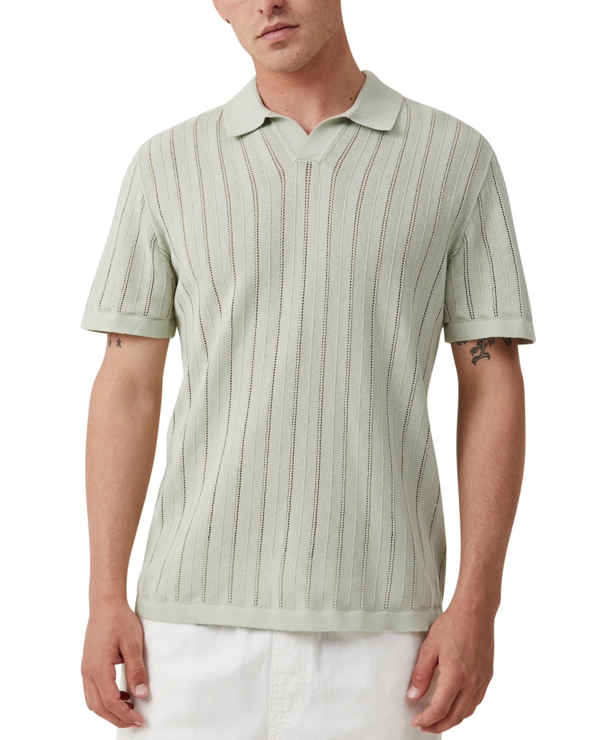 Cotton On Men's Resort Short Sleeve Polo Shirt In Sea Foam Pointelle
