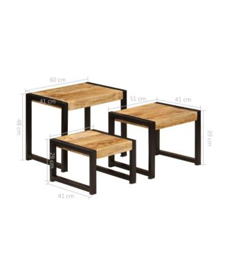 Nesting Tables 3 pcs Solid Mango Wood