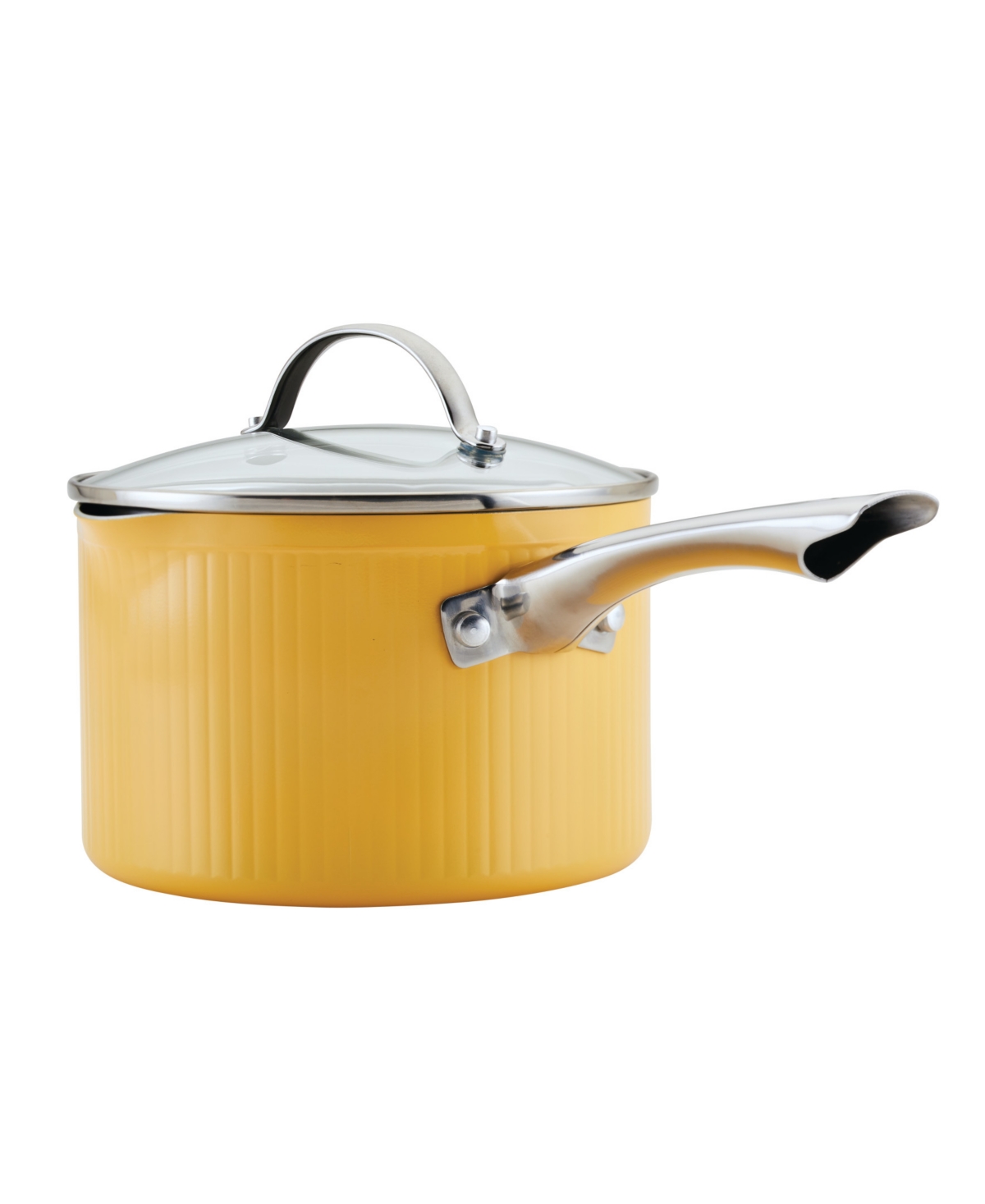 Farberware Style Aluminum Nonstick 3 Quart Cookware Straining Saucepan With Lid In Yellow