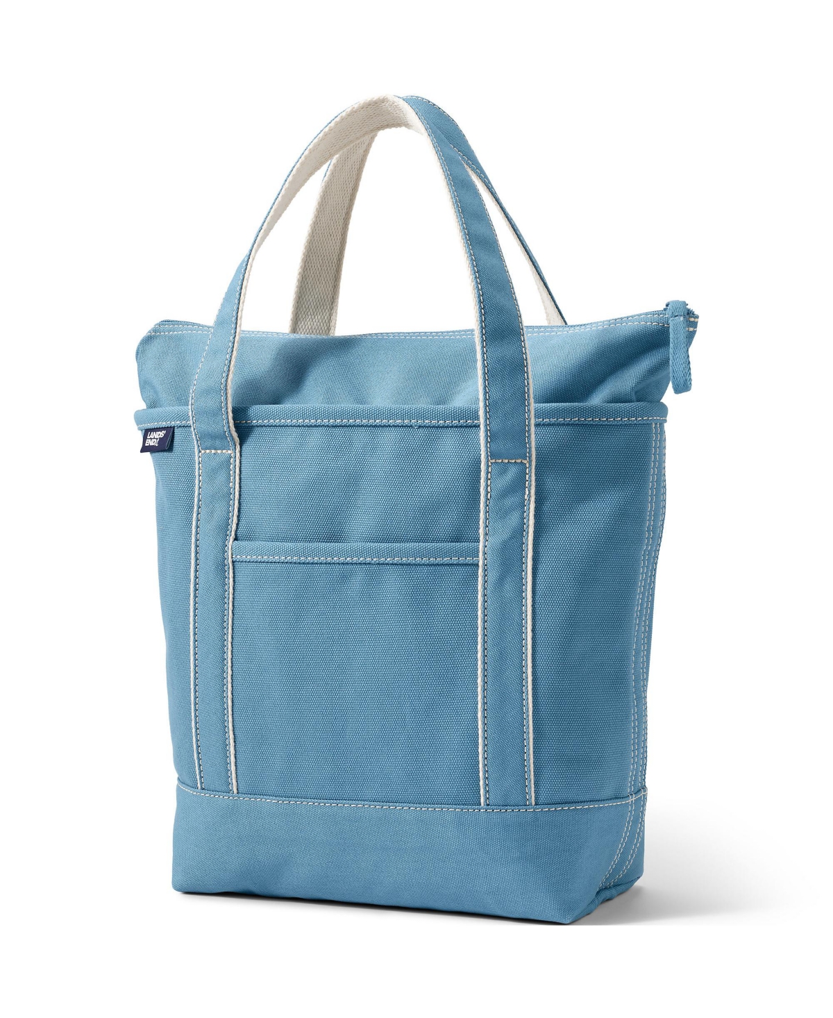Medium Solid Color 5 Pocket Zip Top Canvas Tote Bag - Black/black
