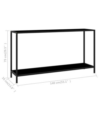 Console Table Black 55.1"x13.8"x29.5" Tempered Glass