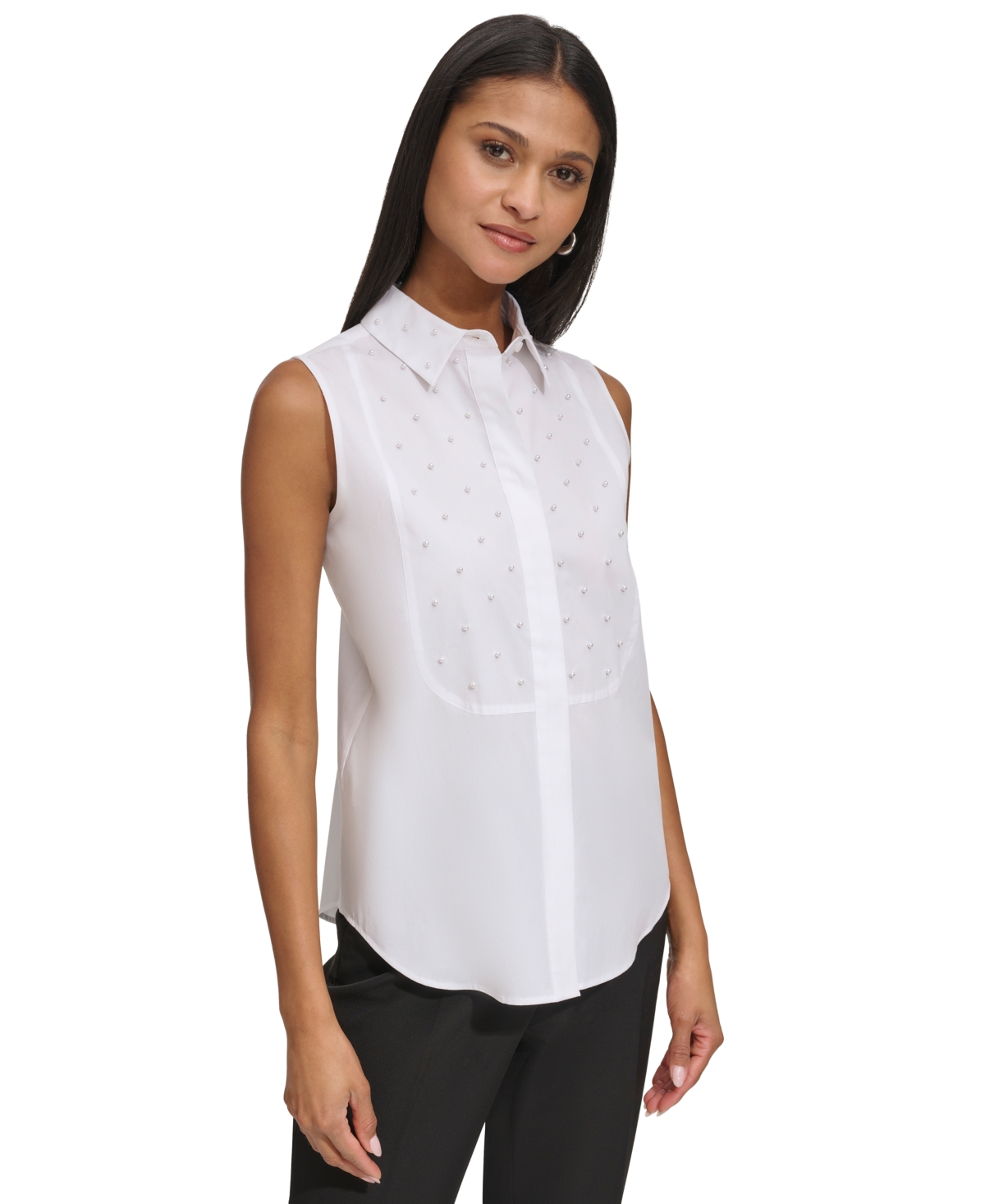 Karl Lagerfeld Paris Women's Embellished Bib Shirt