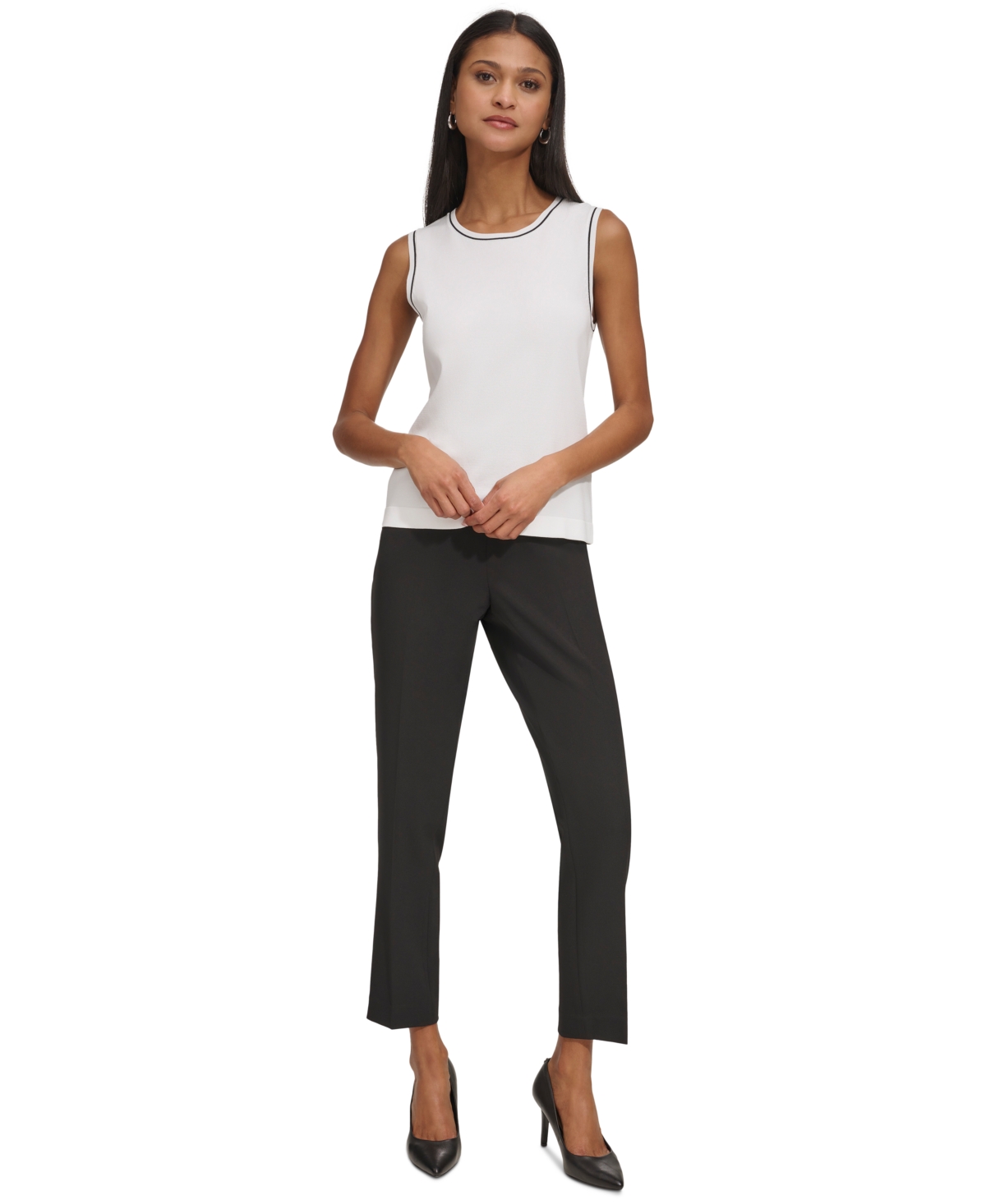 Karl Lagerfeld Paris Women's Knit Tank Top -Black