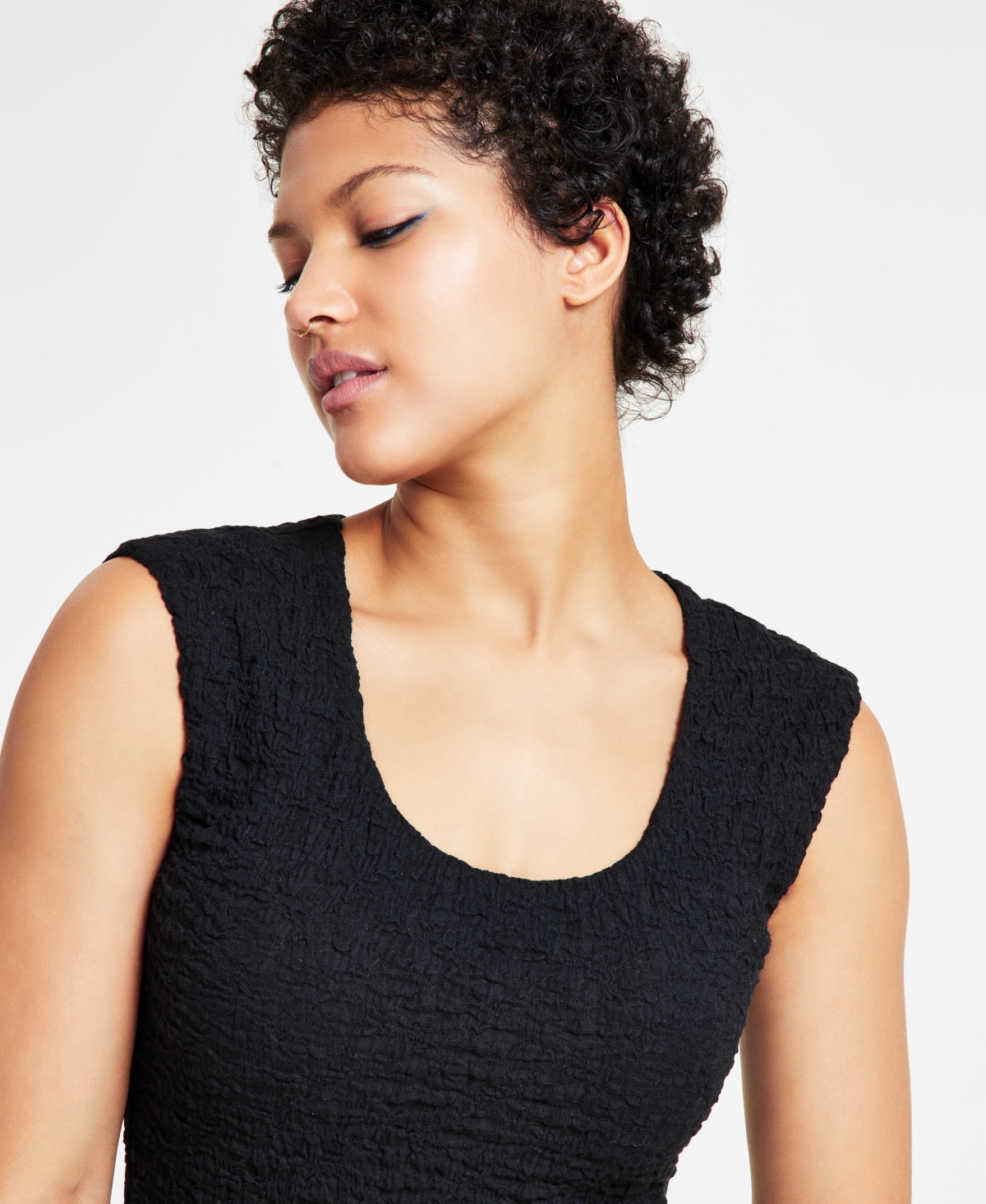 Shop Bar Iii Women's Scoop-neck Textured Bodysuit, Created For Macy's In Palomino
