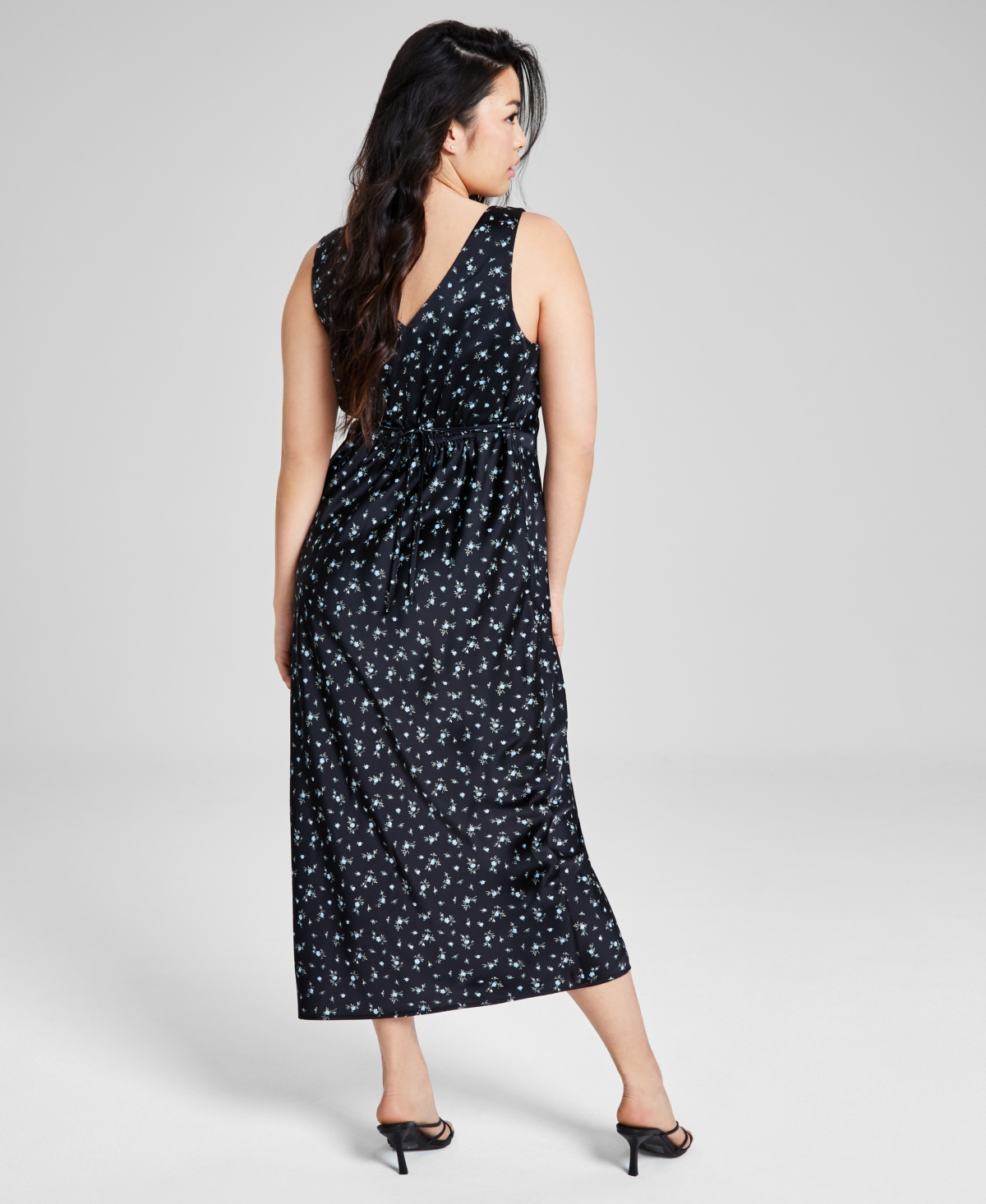 Shop And Now This Women's Satin Sleeveless Maxi Dress, Created For Macy's In Black Floral