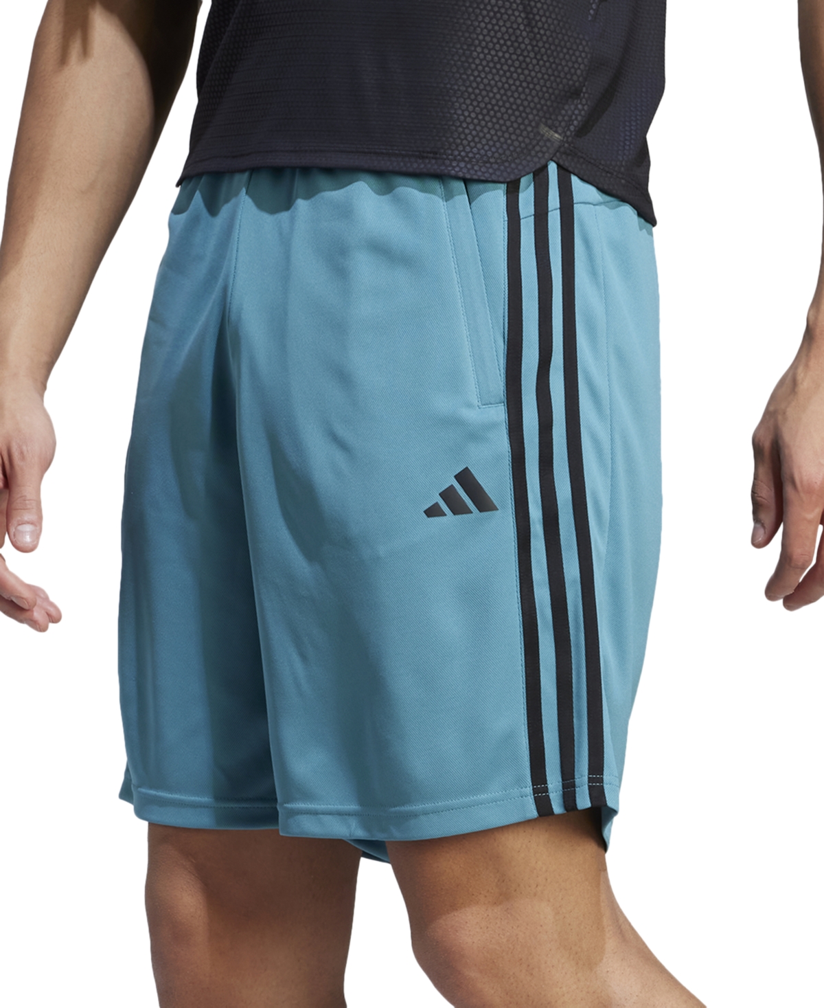 Adidas Originals Men's Train Essentials Classic-fit Aeroready 3-stripes 10" Training Shorts In Arctic Fusion Blue,black