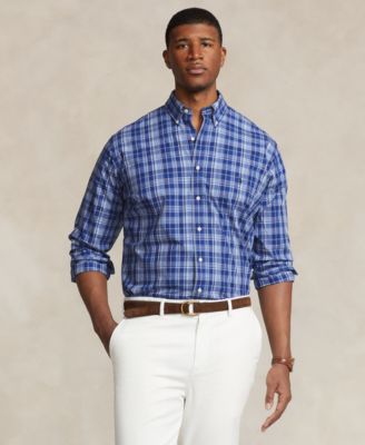 폴로 랄프로렌 Polo Ralph Lauren Mens Big & Tall Plaid Stretch Poplin Shirt,Blue Multi