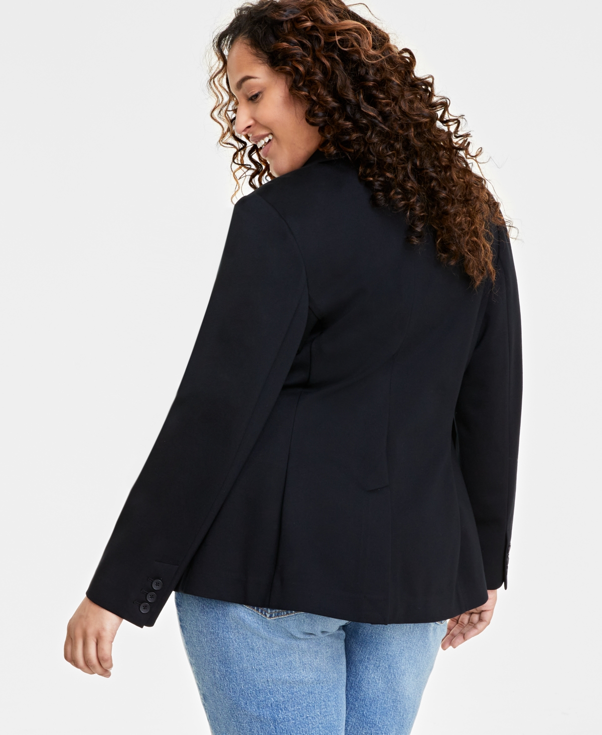 ON 34TH TRENDY PLUS SIZE LONGLINE PONTE-KNIT BLAZER, CREATED FOR MACY'S 
