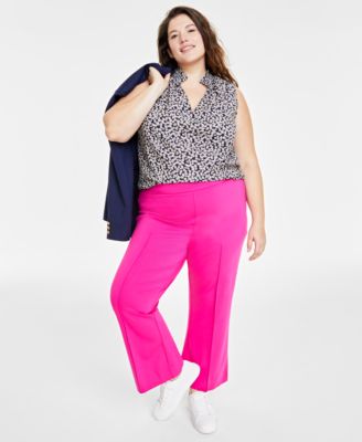 On 34th - Trendy Plus Size Solid Pont&eacute;-Knit Kick-Flare Ankle Pants