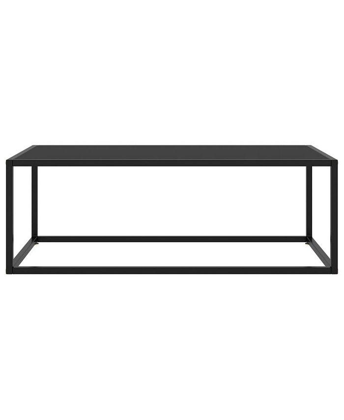 vidaXL Coffee Table Black with Black Glass 39.4"x19.7"x13.8" Macy's