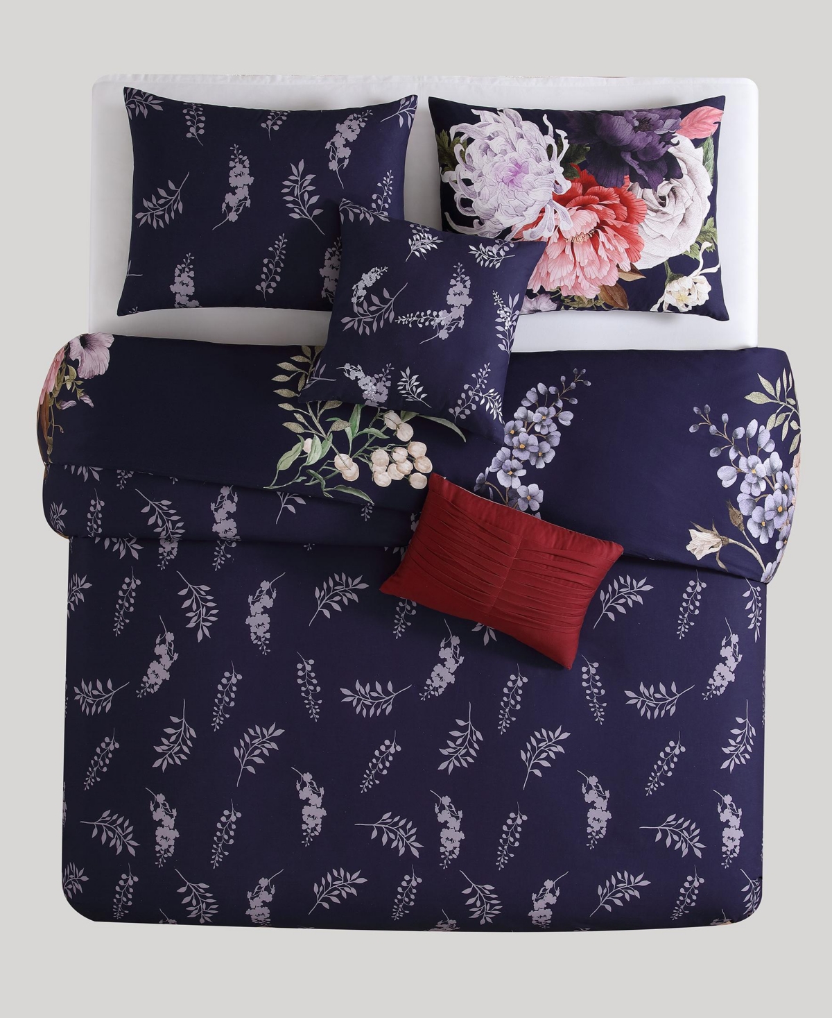 Bebejan DeepGarden Bedding 200 Thread Count 100% Cotton Sateen 5 Piece Size Reversible Comforter Set - Purple